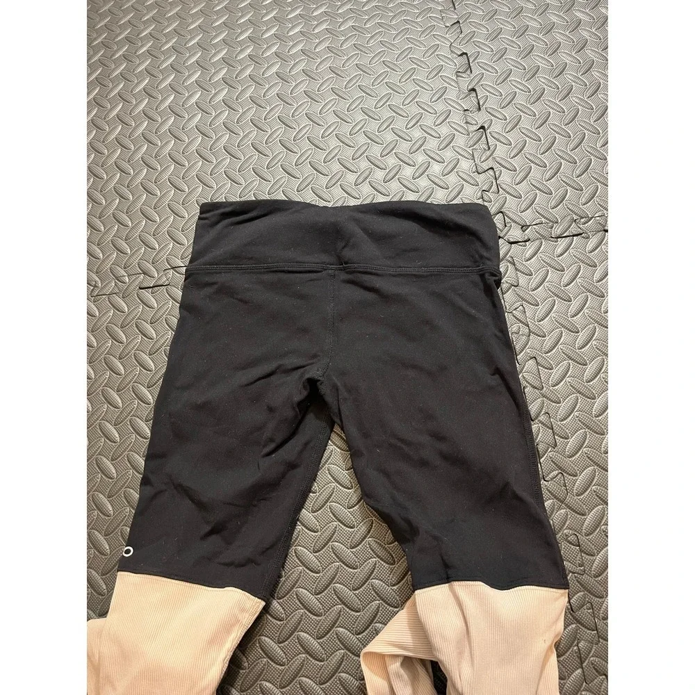 Alo Yoga Goddess Leggings Womens XXS Black Ribbed Colorblock Stirrup Pants